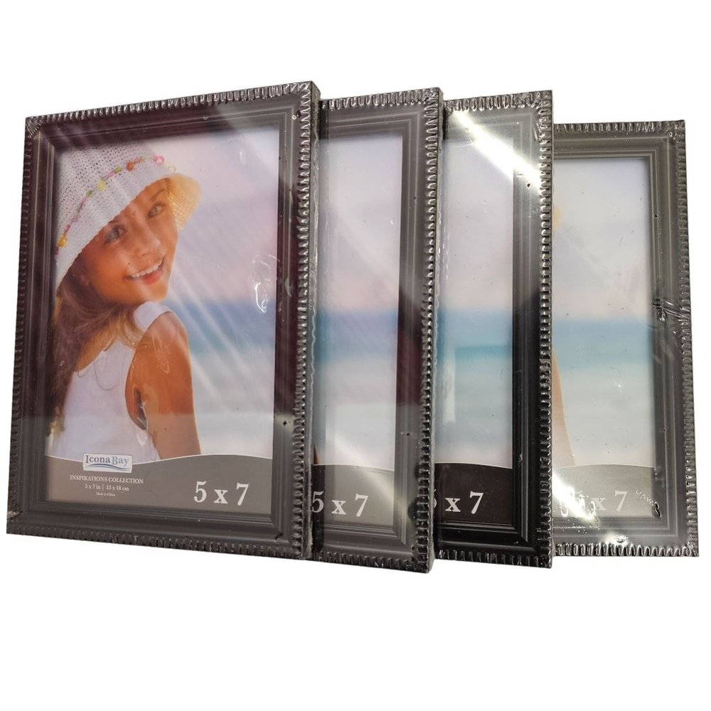 Icona Bay 5x7 Picture Frames (Black, Set of 4 Pack)